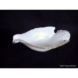 Lenox Porcelain Dove‎ Figural Candy Nut Trinket Dish Embossed Elegant